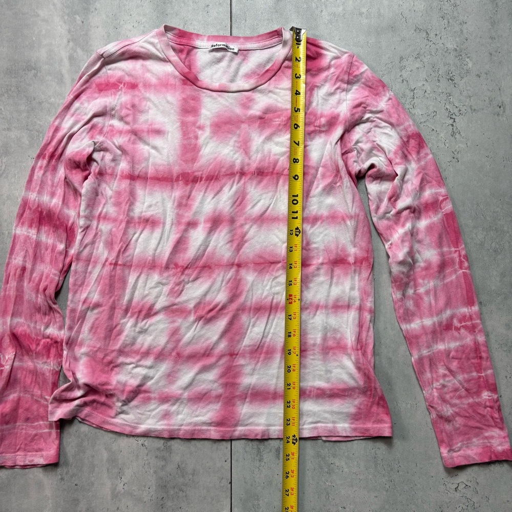 Reformation Jeans Eddie‎ Shirt Womens Sz M Pink Tie Dye Cloudburst Organic Shirt - Picture 4 of 6